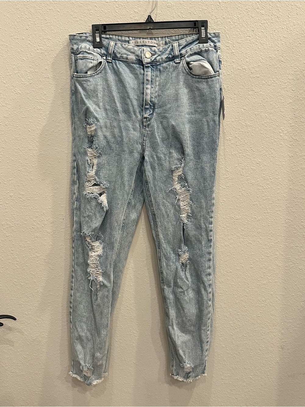 Tinseltown Light Blue Distressed Boyfriend Jeans | Size 13